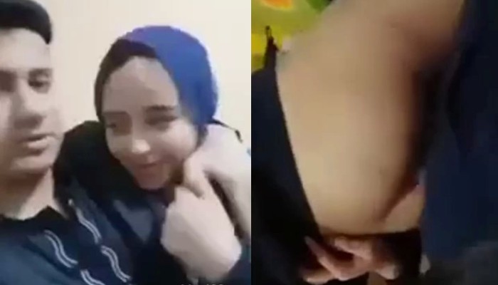 Hijabi girl enjoying with her boyfriend